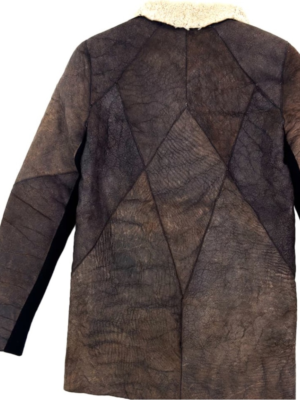 Helmut Lang Brown Shearling-Trim Asymmetrical Jacket - Women - Picture 14 of 16